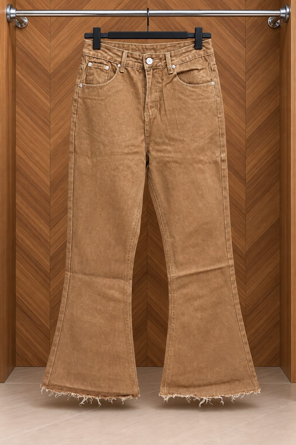 Men’s Washed Brown Flared Jeans